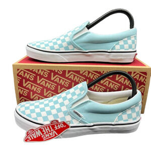 NEW Vans Classic Slip-On Shoes Size 7Y/8.5 Women's Sneakers Light Blue/White